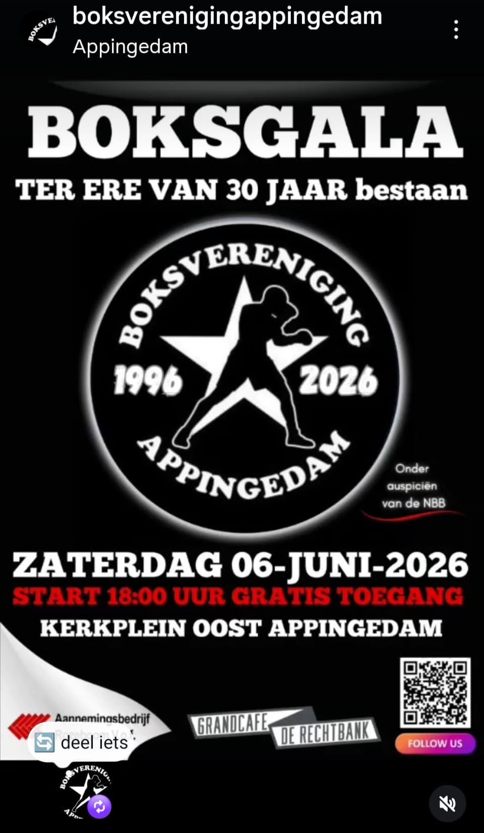 Poster Boksgala 30-jarig jubileum BV Appingedam