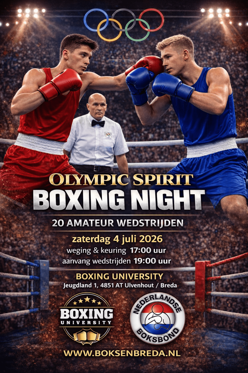 Poster Amateurwedstrijden Boxing University Breda